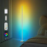 1 x RAW Customer Returns 165cm octagonal corner lights silver, LED floor lamp with remote control and app control, atmosphere with color changing music decoration, 16 million dimmable lights for bedroom living room shop - RRP €70.8