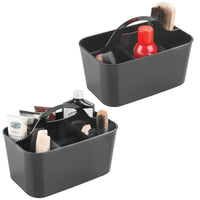 1 x Brand New mDesign set of 2 shoe shine boxes - shoe shine box with 4 compartments - great storage box made of robust plastic - with handle for transport - black - RRP €14.45