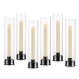 3 x Brand New Candeldo Candlestick Black Candle Holder Glass Candlestick 6 Pieces Lantern Stick Candle Holder with Glass Cylinder Living Room Christmas Table Decoration Modern Candle Holder for Stick Candles - RRP €130.08