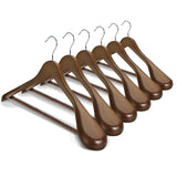 1 x RAW Customer Returns HOUSE DAY Wooden Clothes Hangers Wide Wooden Clothes Hangers Walnut 6X Clothes Hangers Non-Slip Clothes Hangers Stable Jacket Hangers Suit Hangers Wooden Hangers, Wide Shoulders Non-Slip Trouser Bars Rotating Hooks - RRP €32.11