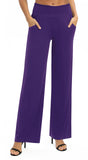 1 x RAW Customer Returns EXCHIC Women s Solid Color Loose Straight Cut Palazzo Pants High Waist Stretchy Lounge Pants with Pockets XL, Purple  - RRP €28.21