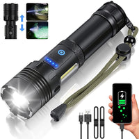 3 x RAW Customer Returns INHDBOX LED Flashlight, Extremely Bright 10000 Lumen USB Rechargeable Flashlights with COB Work Light, IPX65 Waterproof 7 Modes Zoomable Portable Tactical Flashlight for Camping Hiking Emergencies  - RRP €74.64