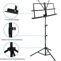 1 x RAW Customer Returns K KASONIC Music Stand, Kasonic 2-in-1 Dual-Use Folding Music Stand and Desktop Book Stand, Portable and Lightweight with Music Sheet Clip Holder - RRP €20.16