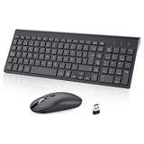 1 x RAW Customer Returns cimetech Wireless Keyboard and Mouse Combo, 2.4G Spanish 2 in 1 USB Ultra Thin Silent Mouse, for PC Laptops Computer Desktop Black  - RRP €26.63