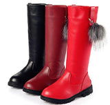 1 x Brand New WUIWUIYU Girls Leather Snow Boots,with Side Zipper -dark red 27 - RRP €51.6