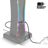 1 x RAW Customer Returns SPIRIT OF GAMER - SENTINEL - RGB multifunction gaming headphone stand - Compatible PC PS4 5 Xbox - 4 USB ports with 1 USB-C cable included - RGB 11 lighting effects - Detachable mouse cable guide - RRP €34.9