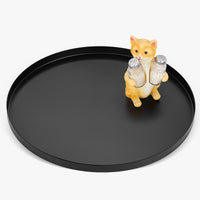 1 x RAW Customer Returns Yvttve Round Tray Black Metal with Non-Slip Serving Tray Decorative Plate Decorative Tray Matt and Decorative Bowl 32 cm, Black  - RRP €13.3