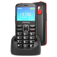 1 x RAW Customer Returns USHINING Mobile Phone for Elderly, Mobile Phone with Big Buttons Loud Volume SOS Function Charging Base, Hearing Aid Compatibility - Black - RRP €32.45