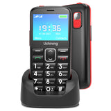 1 x RAW Customer Returns USHINING Mobile phone for seniors, mobile phone with large buttons, high volume, SOS function, charging station, hearing aid compatibility - black - RRP €32.45