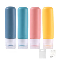 1 x RAW Customer Returns LECUNE 4 Pack 100ml Silicone Travel Bottles, Travel Size Containers with Plastic Bag and 1 Label Paper, Travel Bottles for Filling Shampoo, Lotion, Cosmetics - RRP €6.84