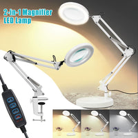 1 x RAW Customer Returns HJZ LED Magnifying Lamp, Workplace Lamp, 8 Diopter Magnifying Glass with Light - with Clamp Stand, Swivel Arm, Dimmable, 3 Color Modes, Magnifying Glass for Reading, Crafts - 8x Magnification White  - RRP €44.27