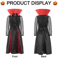 1 x RAW Customer Returns Mrsclaus Vampire Costume Girls Halloween Queen Costume Vampire Dress Fancy Dress with Collar and Children s Vampire Teeth Vampire Necklace Carnival Theme Party Dracula Cosplay Party C025M - RRP €30.24