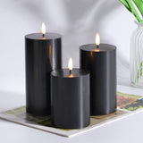 1 x RAW Customer Returns Eywamage Black Flat Top Flameless Pillar Candles with Remote Control, Battery LED Halloween Wax Candles 3 Pack - RRP €25.2