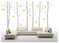 1 x Brand New BDECOLL 6 Large Birch Trees with Birds Vinyl Wall Sticker Mural for Room Decoration,71 hx 110w Grey  - RRP €20.4