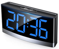 1 x RAW Customer Returns Rolgno Digital Alarm Clock, Bedside Clock with Eye-Catching Blue LED Digits, Alarm Clock for Deep Sleepers, 5 Brightness Levels Night Mode, 5 Volume Levels, 12 24H Adapter Not Included  - RRP €20.99