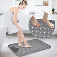 1 x RAW Customer Returns DINGC Non-Slip Shower Mat with Suction Cups and Drain Holes, Shower Mat with Massage Cushion, Large Shower Mat for Shower, 70 x 40 Gray  - RRP €20.4