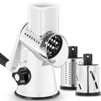 1 x RAW Customer Returns GDL Cheese Grater with Crank, Vegetable Slicer with 3 Interchangeable Drum Blades, Grater Kitchen Fast Cutting, Drum Grater Suitable for Vegetables, Fruit, etc. - RRP €37.3