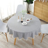 1 x RAW Customer Returns meioro Round Tablecloth Solid Color Tassel Tablecloths Cotton Tablecloth Suitable for Home Kitchen Decoration, Various Sizes - RRP €19.15