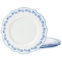 1 x Brand New fanquare 4-piece dinner plate porcelain, flat plate blue leaves pattern, tableware plate set 27 cm breakfast plate dinner plate service - RRP €29.99