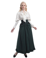 1 x RAW Customer Returns FCCAM Medieval Clothing Women s Festive Dresses for Women Victorian Dress Dresses Women s Festive Carnival Costume Women including white blouse and green skirt, S M - RRP €40.94