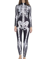 1 x RAW Customer Returns AIDEAONE Halloween Costume Women Bone Print Jumpsuit Catsuit Bone Skeleton Suit Carnival Fancy Dress - RRP €21.36