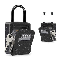 1 x RAW Customer Returns ZHEGE Key Safe with 4-Digit Number Code, Small Outdoor Key Safe, Key Box with Hanger, Key Box with Code, Key Safe, Weatherproof Key Safe Black  - RRP €18.99