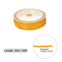 1 x Brand New sourcing map Nylon Cord Beading String Chinese Knotting Cord 1.5mm Hand Knitting Bracelet Thread for Bracelets Beading DIY Crafts Ornaments 65ft Yellow - RRP €13.21