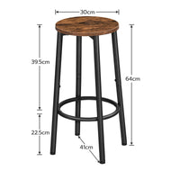 1 x RAW Customer Returns HOOBRO Bar Stools Set of 2, Bar Stool for the Kitchen with Footrest, Industrial Bar Stool, Sturdy Metal Frame, Adjustable Feet, for Restaurant, Kitchen, Bar, Vintage Brown and Black EBF03BY01 - RRP €52.99