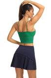 1 x RAW Customer Returns icyzone Women s Sports Top with Integrated Bra - Spaghetti Strap Top Yoga Shirt, 2 in 1 Gym Fitness Tank Top L, Green  - RRP €24.19