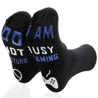 1 x Brand New RSHVSMS Novelty Men Women Funny Socks, Fun Game Socks, Super Cool Letter Game Cotton Socks, High Elasticity Sizes 38-45, The Best Gift for Teenage Players Black  - RRP €12.1