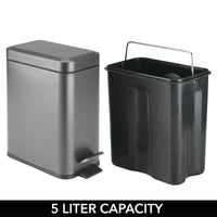 1 x RAW Customer Returns mDesign rectangular pedal waste bin with 5 L capacity - compact waste bin with inner bin for the bathroom, bedroom or office - modern waste paper basket made of stainless steel and plastic - dark gray - RRP €29.2