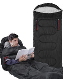 1 x RAW Customer Returns Sleeping Bag, Sportneer Pull-On Blanket Sleeping Bags 220 x 84 cm Portable 4 Seasons with Zip for Arms and Feet for Children and Adults Camping Hiking Travel Black  - RRP €40.33