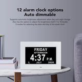 1 x RAW Customer Returns Hiseeyo 7 inch digital alarm clock with automatic brightness adjustment, quiet LCD display alarm clock with humidity and temperature for adults and children and Alzheimer s disease white  - RRP €39.88