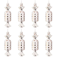 1 x RAW Customer Returns Pack of 8 Christmas tree candy pendants - Christmas tree decorations in candy - glitter funny Christmas tree decorations candy ornaments silver B - 13CM  - RRP €9.06