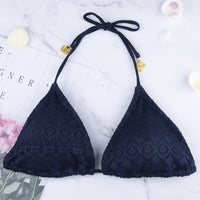 1 x RAW Customer Returns AIJIA Women s Padded Bikini Swimsuit Classic Sexy Triangle Two-Piece Halterneck Swimsuit Blue S - RRP €24.0