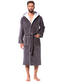 1 x RAW Customer Returns Morgenstern bathrobe for men made of cotton with hood in anthracite light gray men s shower robe long men s shower robe terry cloth size L - RRP €60.46