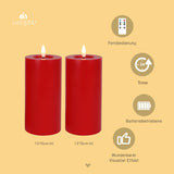 1 x RAW Customer Returns LUCOZA Set of 2 Flickering Flameless LED Candles with Timer and Remote Control for Indoors, 15 cm Battery-Operated LED Real Wax Candles, Realistic Pillar Candle with 3D Wick Light, Red - RRP €22.18