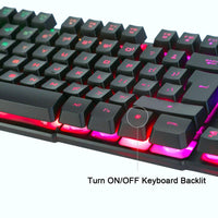 4 x RAW Customer Returns BAKTH Gaming Keyboard and Mouse Set, LED Backlight QWERTZ DE Layout, Rainbow Colors Illuminated USB Waterproof with 2400 DPI for Pro PC Gamers - RRP €133.04