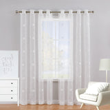 1 x RAW Customer Returns CAROMIO Sheer Voile Curtain Flowers Embroidery Curtains Eyelet Curtain in Linen Look Curtains Window Curtain Transparent for Living Room Bedroom Children s Room Set of 2 White 140 x 175 cm - RRP €21.17