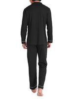 1 x RAW Customer Returns DAVID ARCHY Men s Cotton Pajamas Sleepwear Long Sleeve Shirt and Lounge Pants with Button Placket Pockets and Ribbon Pack of 1, Black, XL - RRP €46.99