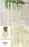 1 x RAW Customer Returns Wisteria Hanging Flowers, 12-Pack 3.6 Feet Wisteria Hanging Flowers Artificial Wisteria Vine Ratta Hanging Garland Silk Flowers, for Wedding Party Garden Outdoor Home Wall Decoration Milk White  - RRP €15.99