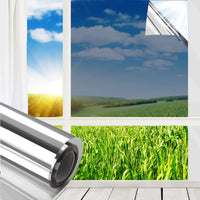 2 x RAW Customer Returns MUHOO mirror film window privacy screen 40x200cm, solid film self-adhesive, 99 UV sun protection film window interior silver - RRP €26.2