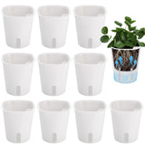 1 x RAW Customer Returns Huiguli 10 Pack Flower Pot, White Self-Watering Pot Small, 9.5cm Plant Pot with Watering System, PP Plastic Graden Pot with Water Level Indicator for Indoor and Outdoor Use - RRP €20.71