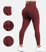 1 x RAW Customer Returns ZAAYO Scrunch Butt Sports Leggings Women s Gym Booty Fitness Opaque Long Sports Pants Tights Wine X-Small - RRP €23.59