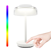 1 x RAW Customer Returns Henzin Clearance Dimmable Battery Table Lamp LED Table Lamp Wireless, Outdoor Table Lamp Warm White 3000K with RGB, 3600mAh Touch Switch Battery Table Lamp for Balcony Garden Dining Table Camping, White - RRP €30.91