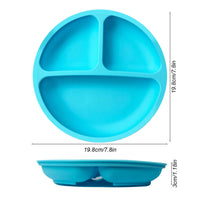 10 x Brand New RHSHANLICUN Baby Plate with Suction Cup Set, Silicone Children s Plate with Spoon Fork BPA Free, Non-Slip Toddler with Dividers, Children s Tableware Set for Children Silicone Baby Plate with Compartments Blue  - RRP €204.0