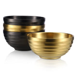 1 x RAW Customer Returns Set of 4 stainless steel bowls, double layer insulated noodle soup bowl, rice bowl, salad bowl, cereal bowls, bowls for fruit, cereal, snack, appetizer, dishwasher safe gold black, 14 cm  - RRP €35.28