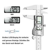 1 x RAW Customer Returns Digital caliper, Orthland caliper IP54 stainless steel micrometer measuring gauge measuring tools 150mm with large LCD display and spare battery, measuring accuracy 0.01 mm for household and industry - RRP €20.16