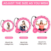 7 x Brand New Smart Hula Hoop Adults for Weight Loss 24 Knots Adjustable Quiet Hula Hoop with Weight Ball 360 Automatic Rotating for Beginners Weight Loss Exercise - Pink - RRP €141.05