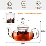 1 x RAW Customer Returns CnGlass Teapot Glass with Strainer Insert, Clear Glass Teapot Stovetop Safe 1200ml 40.6oz, Loose Leaf and Blooming Tea Maker - RRP €25.99